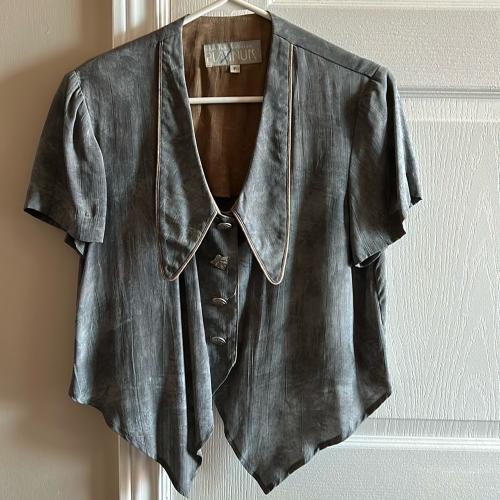 Vintage V-Neck Crop Blouse - Size P(S) - like new